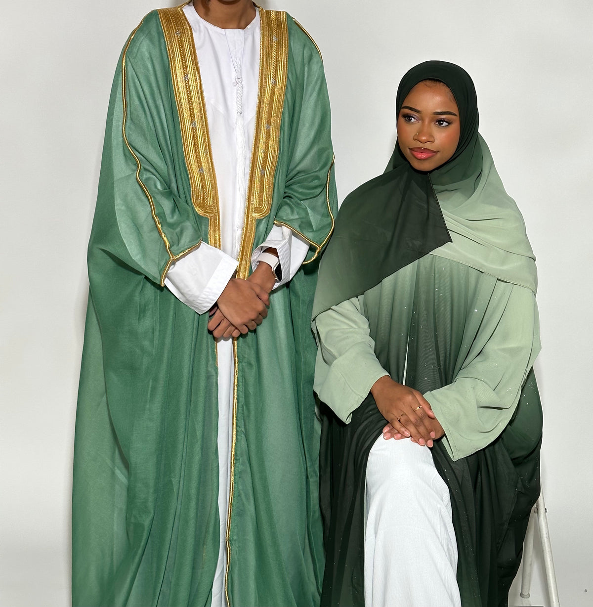 Traditional Green & gold bisht