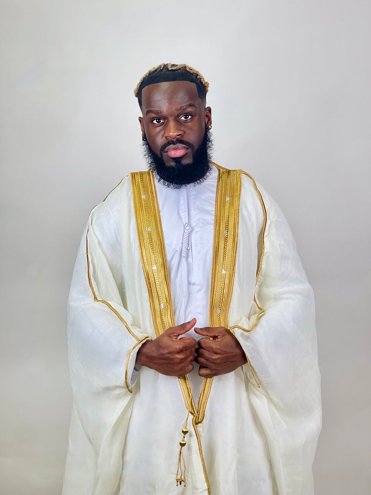 Traditional off white & gold Bisht Cloak