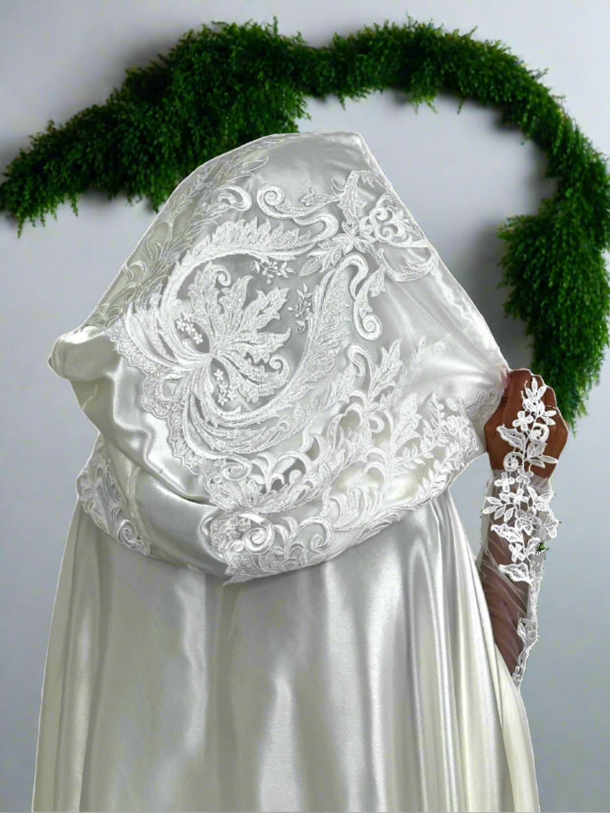 Ivory silk Bridal cover up cape