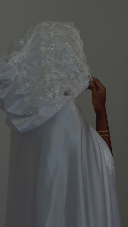 Grace glitter silk Bridal cover up cape
