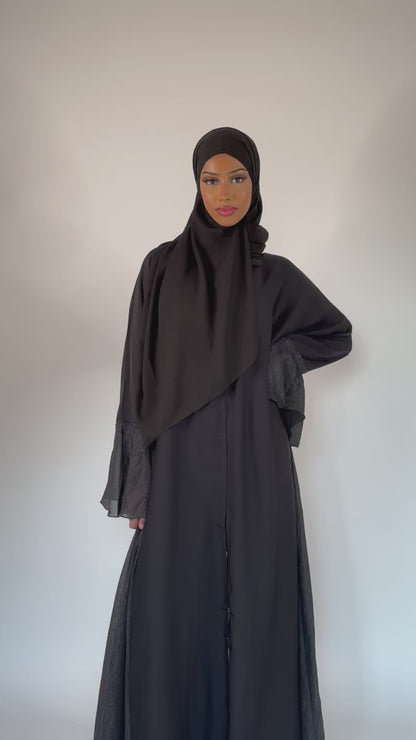 Ariana flared black abaya