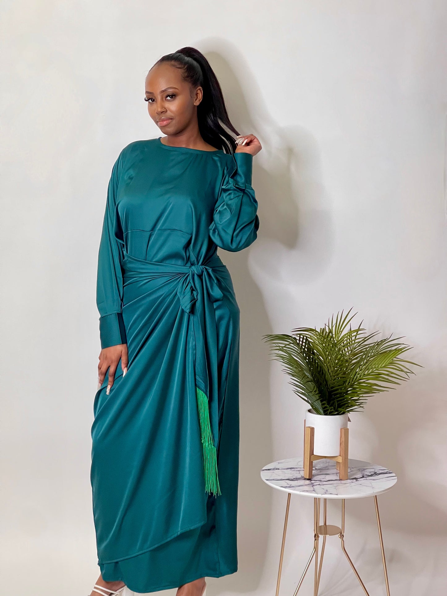 turquoise satin dress Run To The Top Satin Maxi Dress Turquoise